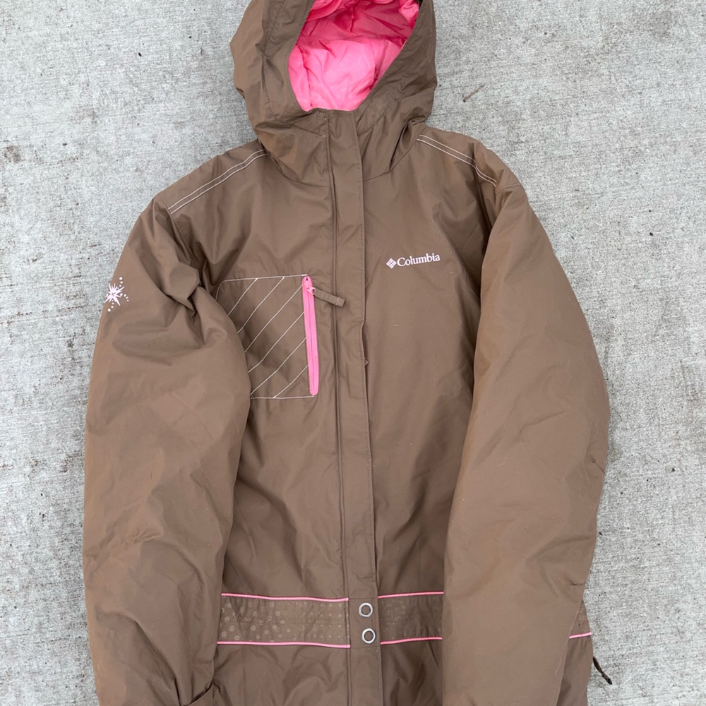 Columbia Brown and Pink Kids Puffer Jacket